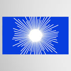 Mid Century Modern Minimalist Sunburst Retro Sun Royal Blue and White Tablecloth Gallery Image 2