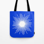 Mid Century Modern Minimalist Sunburst Retro Sun Royal Blue and White Tote Bag Gallery Image 1