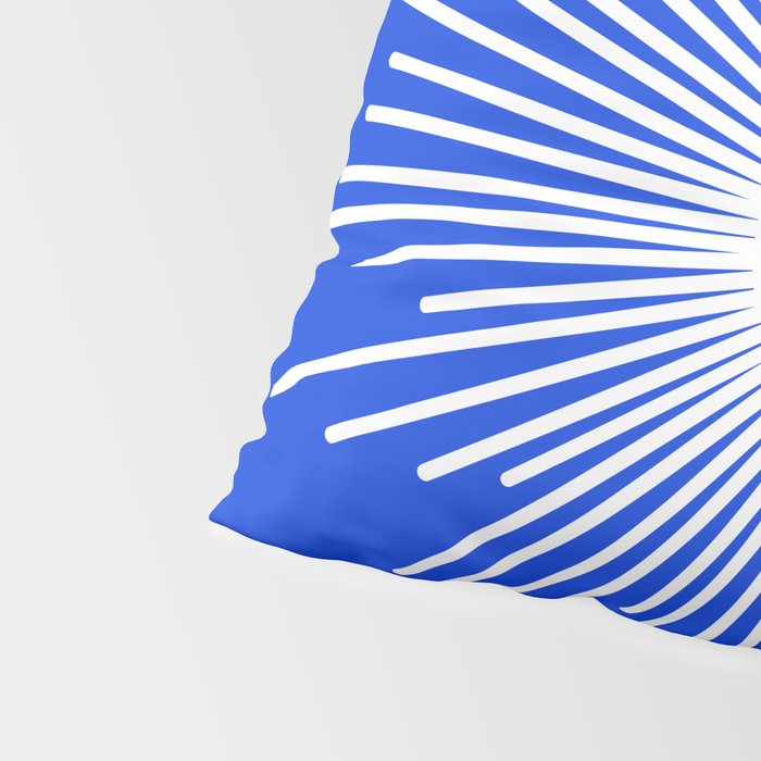 Mid Century Modern Minimalist Sunburst Retro Sun Royal Blue and White Pillow Sham Gallery Image 4