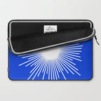 Mid Century Modern Minimalist Sunburst Retro Sun Royal Blue and White Laptop Sleeve Gallery Image 2