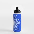 Mid Century Modern Minimalist Sunburst Retro Sun Royal Blue and White Water Bottle Gallery Image 2
