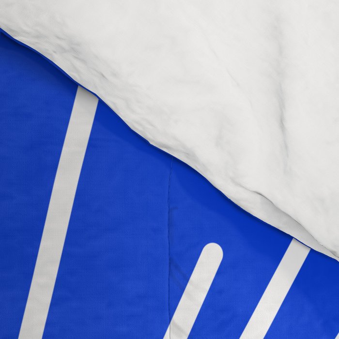Mid Century Modern Minimalist Sunburst Retro Sun Royal Blue and White Comforter Gallery Image 4
