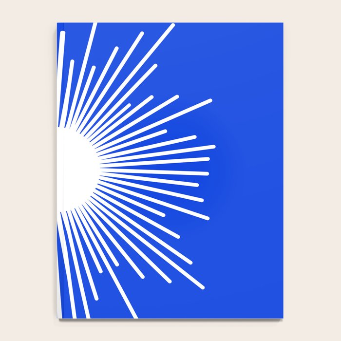Mid Century Modern Minimalist Sunburst Retro Sun Royal Blue and White Notebook Gallery Image 4