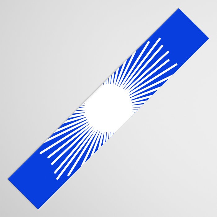 Mid Century Modern Minimalist Sunburst Retro Sun Royal Blue and White Table Runner Gallery Image 3