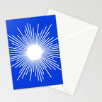 Mid Century Modern Minimalist Sunburst Retro Sun Royal Blue and White Stationery Card Gallery Image 2