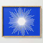 Mid Century Modern Minimalist Sunburst Retro Sun Royal Blue and White Serving Tray Gallery Image 1