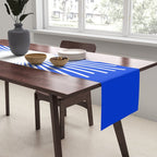 Mid Century Modern Minimalist Sunburst Retro Sun Royal Blue and White Table Runner Gallery Image 2