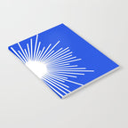 Mid Century Modern Minimalist Sunburst Retro Sun Royal Blue and White Notebook Gallery Image 2