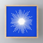 Mid Century Modern Minimalist Sunburst Retro Sun Royal Blue and White Mini Art Print Gallery Image 1
