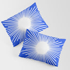 Mid Century Modern Minimalist Sunburst Retro Sun Royal Blue and White Pillow Sham Gallery Image 3