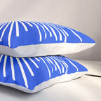 Mid Century Modern Minimalist Sunburst Retro Sun Royal Blue and White Pillow Sham Gallery Image 3