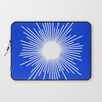 Mid Century Modern Minimalist Sunburst Retro Sun Royal Blue and White Laptop Sleeve Gallery Image 1