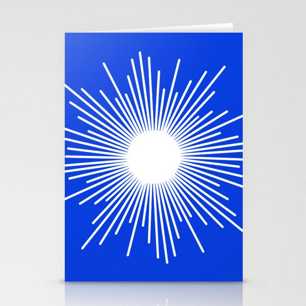 Mid Century Modern Minimalist Sunburst Retro Sun Royal Blue and White Stationery Card Gallery Image 2