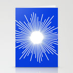 Mid Century Modern Minimalist Sunburst Retro Sun Royal Blue and White Stationery Card Gallery Image 2