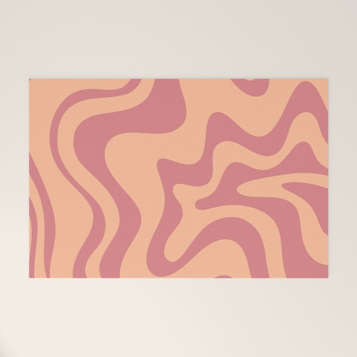 Retro Liquid Swirl Abstract Pattern Peach and Plum Welcome Mat Gallery Image 1
