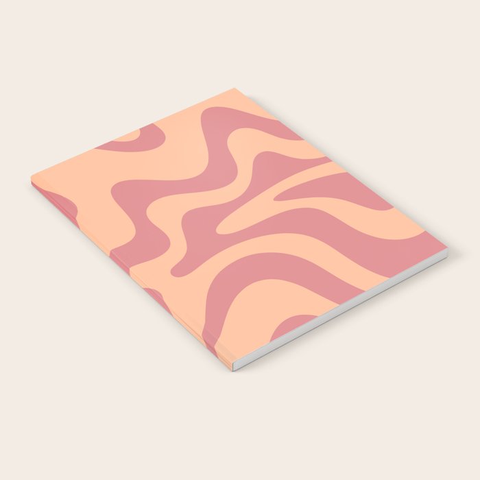Retro Liquid Swirl Abstract Pattern Peach and Plum Notebook Gallery Image 2
