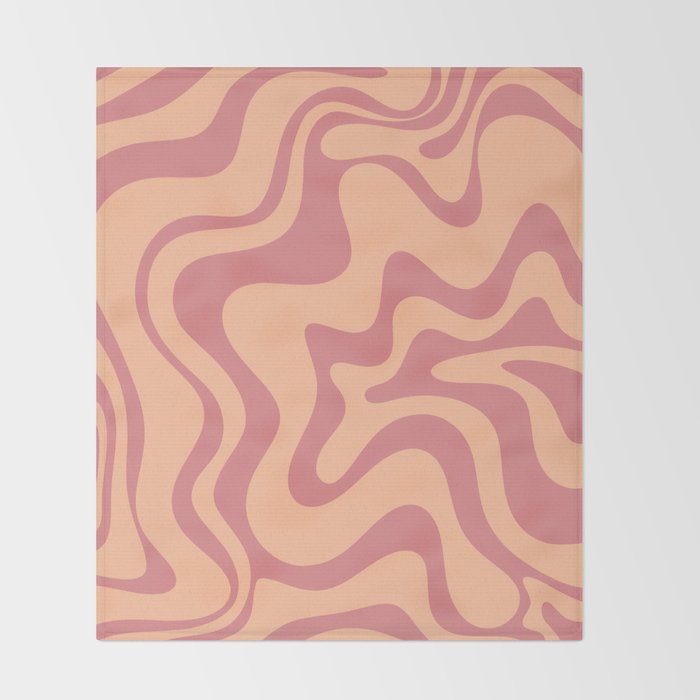 Retro Liquid Swirl Abstract Pattern Peach and Plum Throw Blanket Gallery Image 2