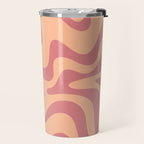 Retro Liquid Swirl Abstract Pattern Peach and Plum Travel Mug Gallery Image 2