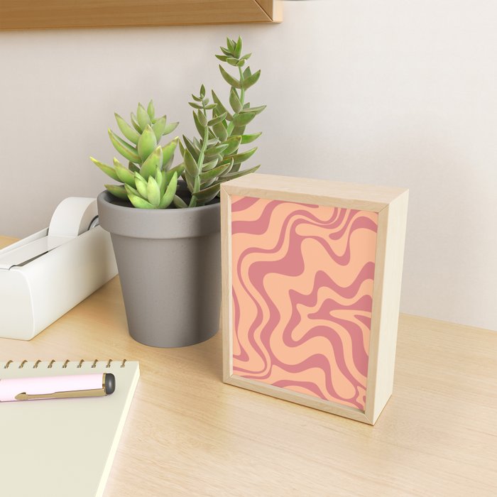 Retro Liquid Swirl Abstract Pattern Peach and Plum Mini Art Print Gallery Image 2