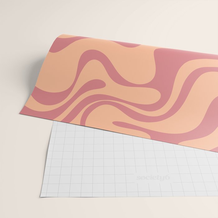 Retro Liquid Swirl Abstract Pattern Peach and Plum Wrapping Paper Gallery Image 2