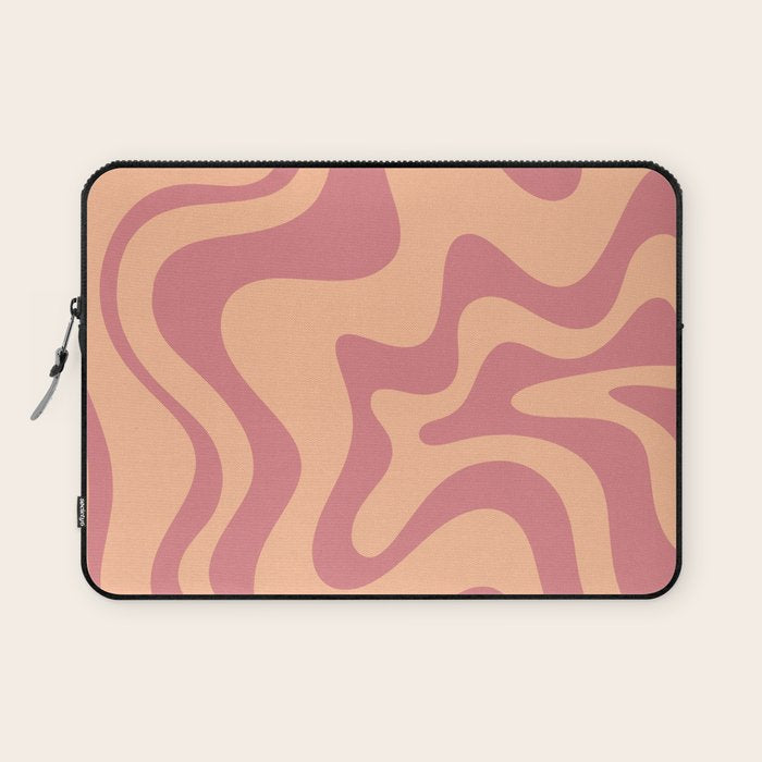 Retro Liquid Swirl Abstract Pattern Peach and Plum Laptop Sleeve Gallery Image 1