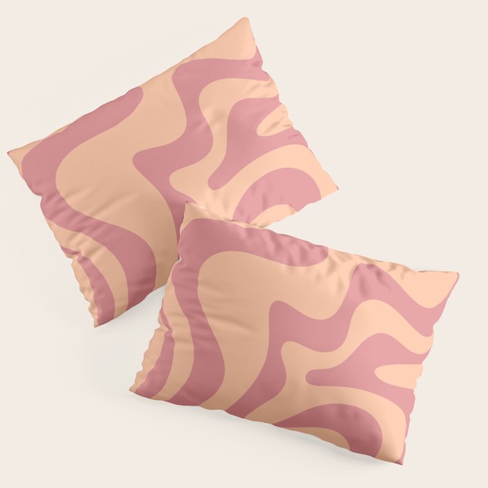 Retro Liquid Swirl Abstract Pattern Peach and Plum Pillow Sham Gallery Image 3