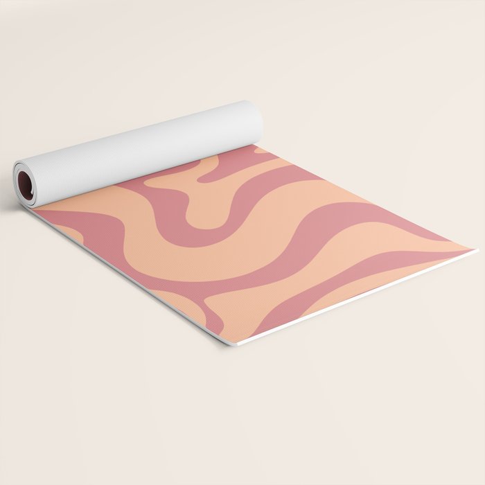 Retro Liquid Swirl Abstract Pattern Peach and Plum Yoga Mat Gallery Image 2