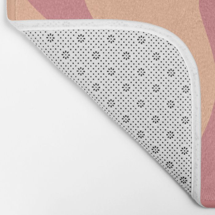 Retro Liquid Swirl Abstract Pattern Peach and Plum Bath Mat Gallery Image 2