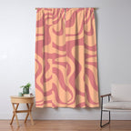 Retro Liquid Swirl Abstract Pattern Peach and Plum Window Curtain Gallery Image 5