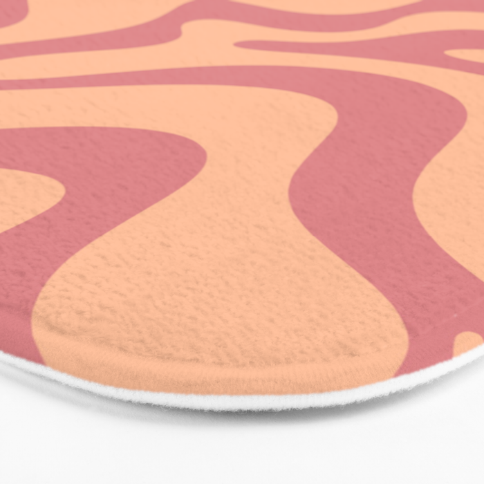 Retro Liquid Swirl Abstract Pattern Peach and Plum Bath Mat Gallery Image 3