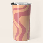 Retro Liquid Swirl Abstract Pattern Peach and Plum Travel Mug Gallery Image 3
