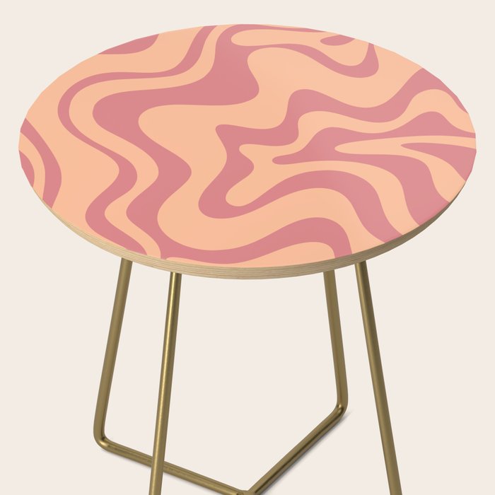 Retro Liquid Swirl Abstract Pattern Peach and Plum Side Table Gallery Image 2