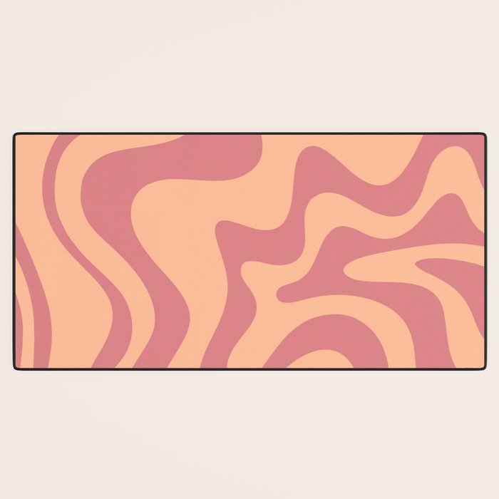 Retro Liquid Swirl Abstract Pattern Peach and Plum Desk Mat Gallery Image 3