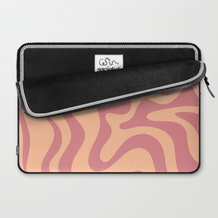Retro Liquid Swirl Abstract Pattern Peach and Plum Laptop Sleeve Gallery Image 2