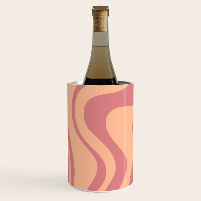 Retro Liquid Swirl Abstract Pattern Peach and Plum Wine Chiller Gallery Image 2