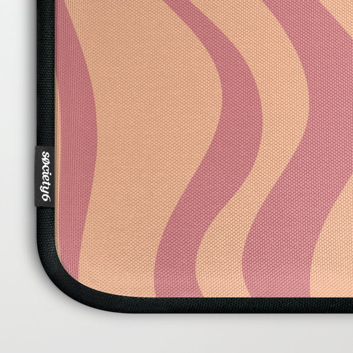 Retro Liquid Swirl Abstract Pattern Peach and Plum Laptop Sleeve Gallery Image 3