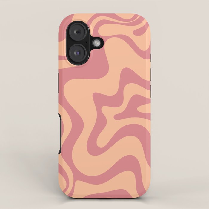 Retro Liquid Swirl Abstract Pattern Peach and Plum iPhone Case Gallery Image 1
