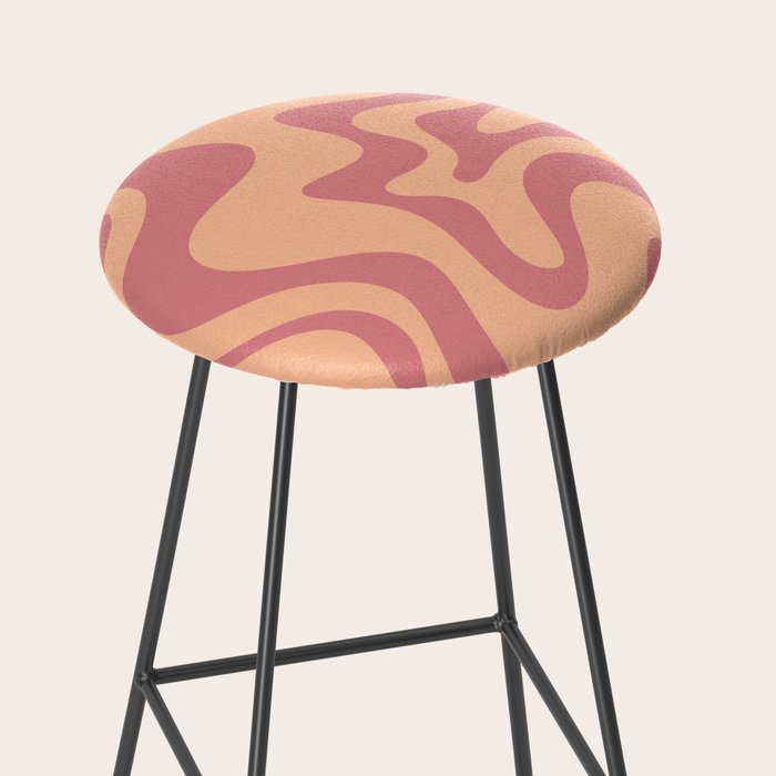 Retro Liquid Swirl Abstract Pattern Peach and Plum Stool Gallery Image 2