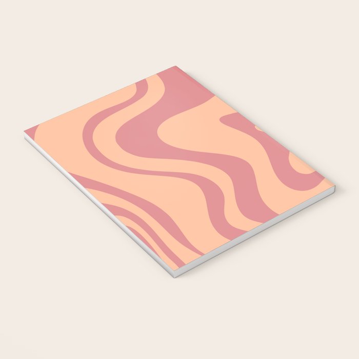 Retro Liquid Swirl Abstract Pattern Peach and Plum Notebook Gallery Image 3