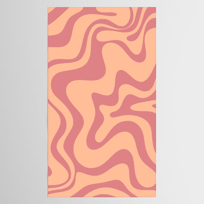 Retro Liquid Swirl Abstract Pattern Peach and Plum Tablecloth Gallery Image 2