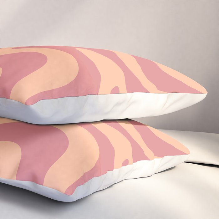 Retro Liquid Swirl Abstract Pattern Peach and Plum Pillow Sham Gallery Image 3