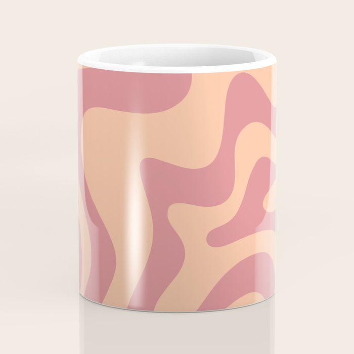 Retro Liquid Swirl Abstract Pattern Peach and Plum Coffee Mug Gallery Image 4