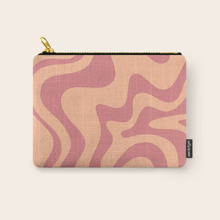 Retro Liquid Swirl Abstract Pattern Peach and Plum Carry All Pouch Gallery Image 1