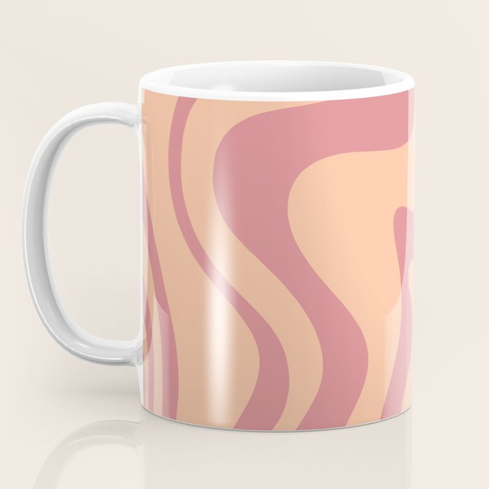 Retro Liquid Swirl Abstract Pattern Peach and Plum Coffee Mug Gallery Image 3