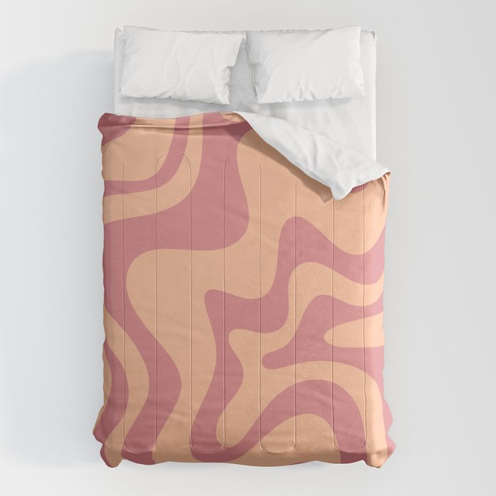 Retro Liquid Swirl Abstract Pattern Peach and Plum Comforter Gallery Image 6