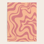 Retro Liquid Swirl Abstract Pattern Peach and Plum Poster Gallery Image 4