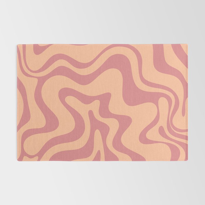 Retro Liquid Swirl Abstract Pattern Peach and Plum Rug Gallery Image 2