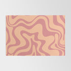 Retro Liquid Swirl Abstract Pattern Peach and Plum Rug Gallery Image 2