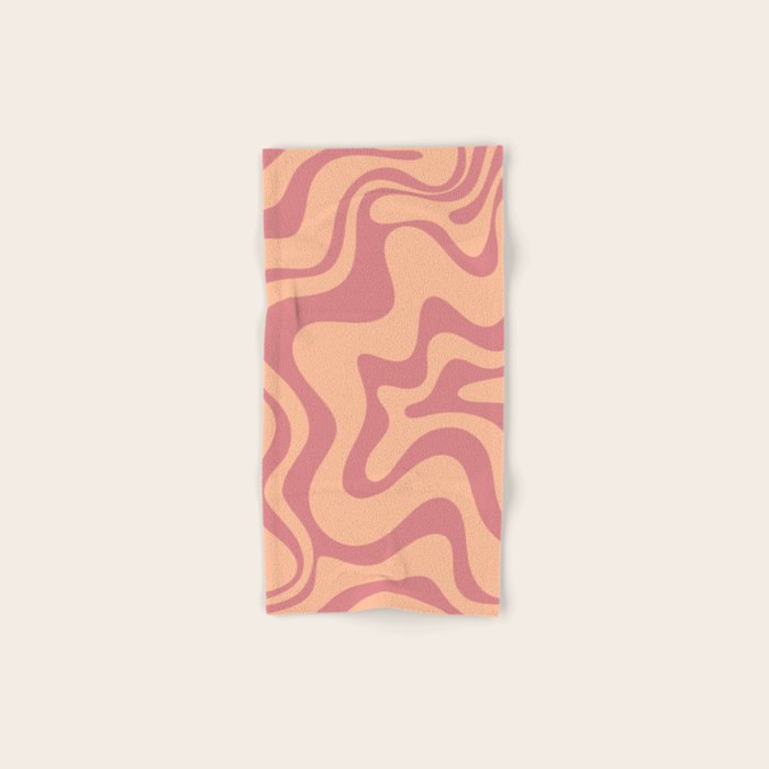 Retro Liquid Swirl Abstract Pattern Peach and Plum Bath Towel Gallery Image 1