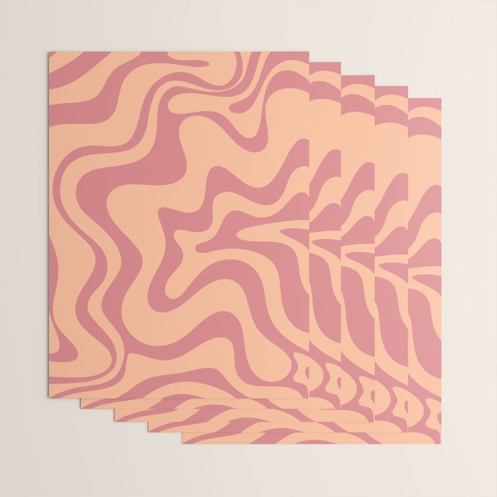 Retro Liquid Swirl Abstract Pattern Peach and Plum Wrapping Paper Gallery Image 3